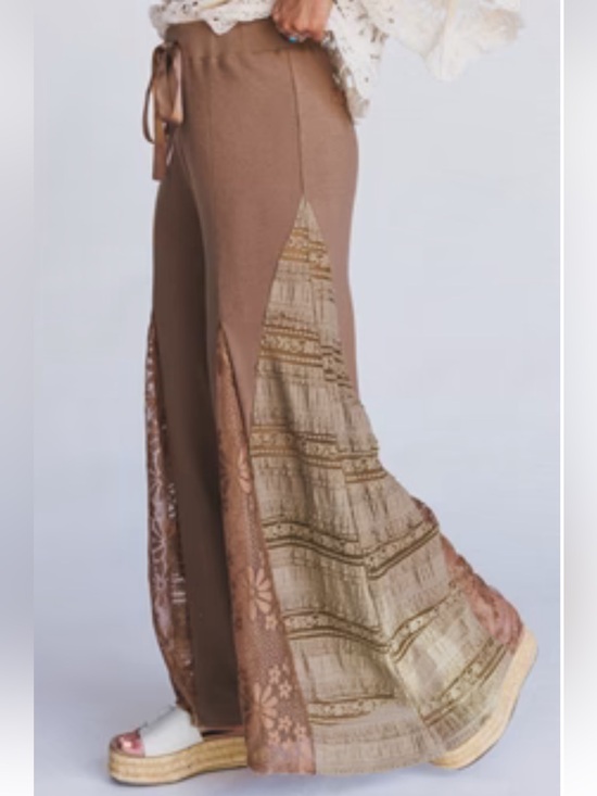 POL Pants - Sequoia Lace Wide Leg Pants  coco Boho  with Drawstring Waist